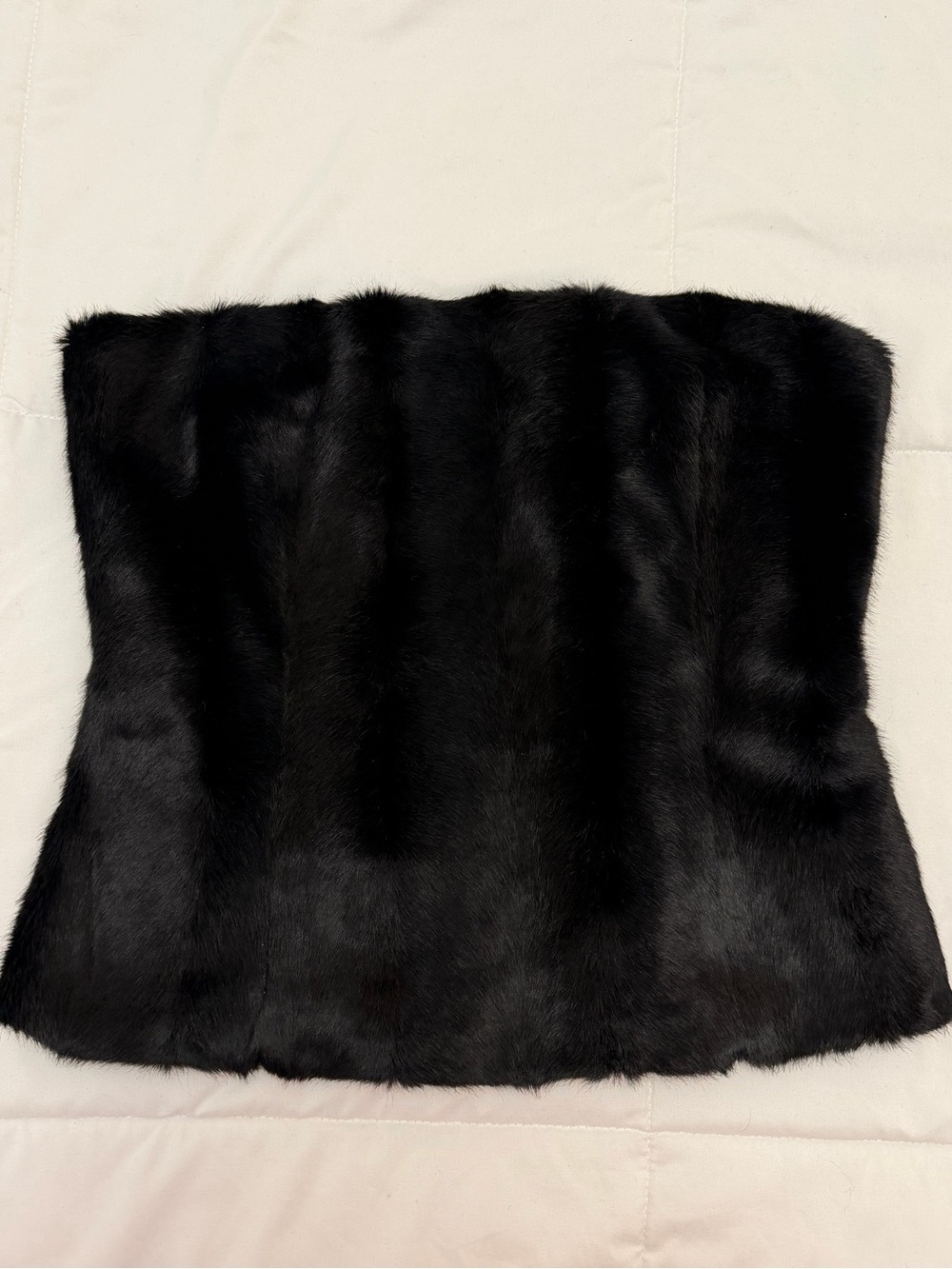 Zara Black Faux Fur Strapless Tube Top